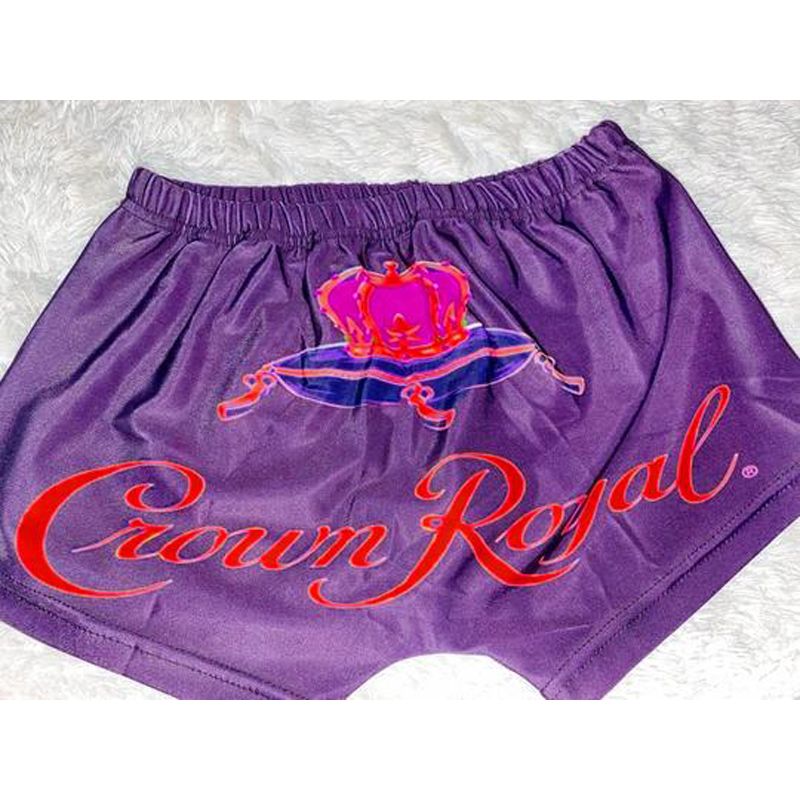 2021 Women Shorts, Summer Sports Pants, Wrapped High-Waist Crown Printed Party Club Dance Wear