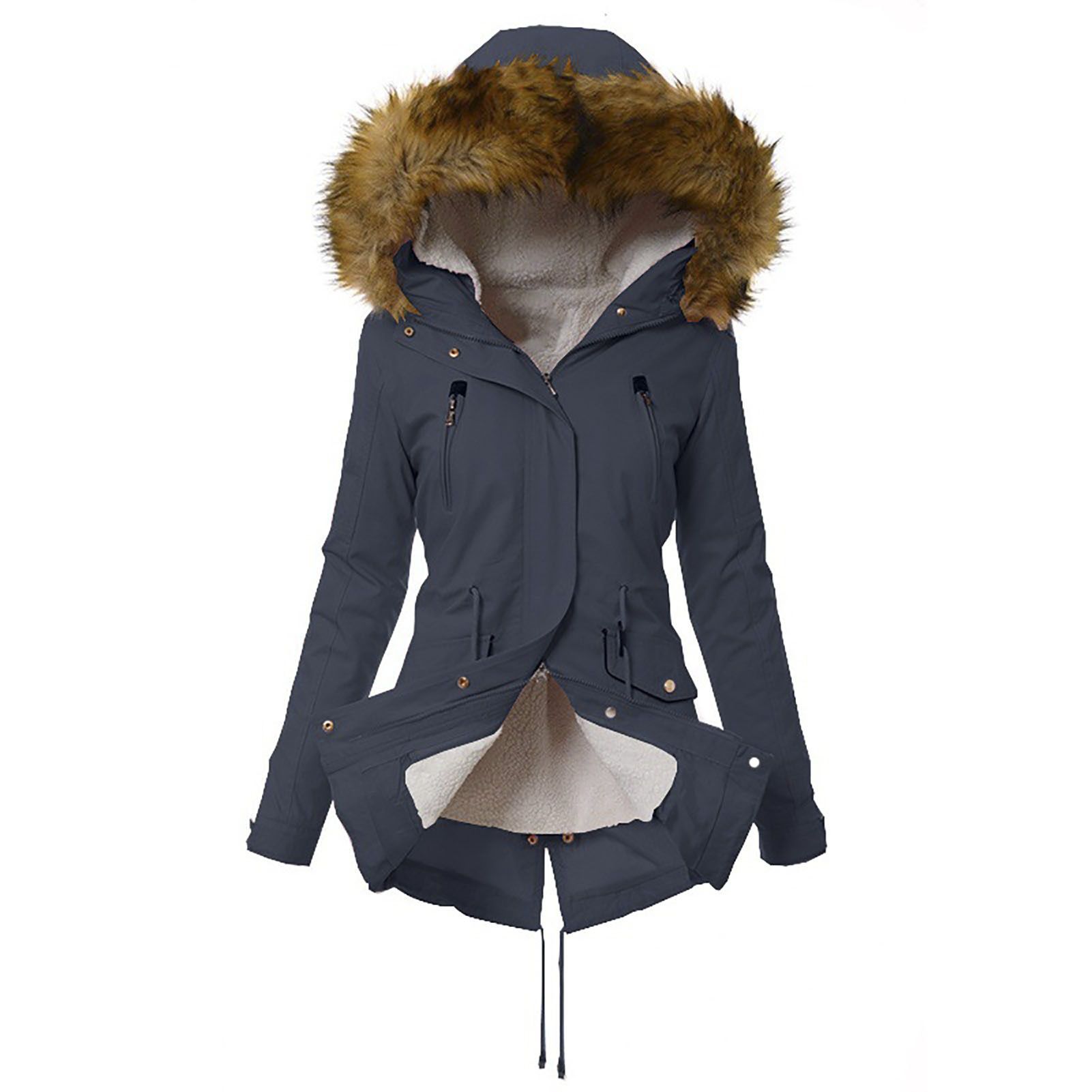Cotton t Simple Fleece Lined Multi Pockets Winter Jket