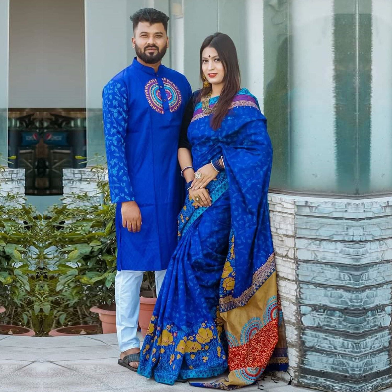 Saree & Panjabi Combo Dress for Couple