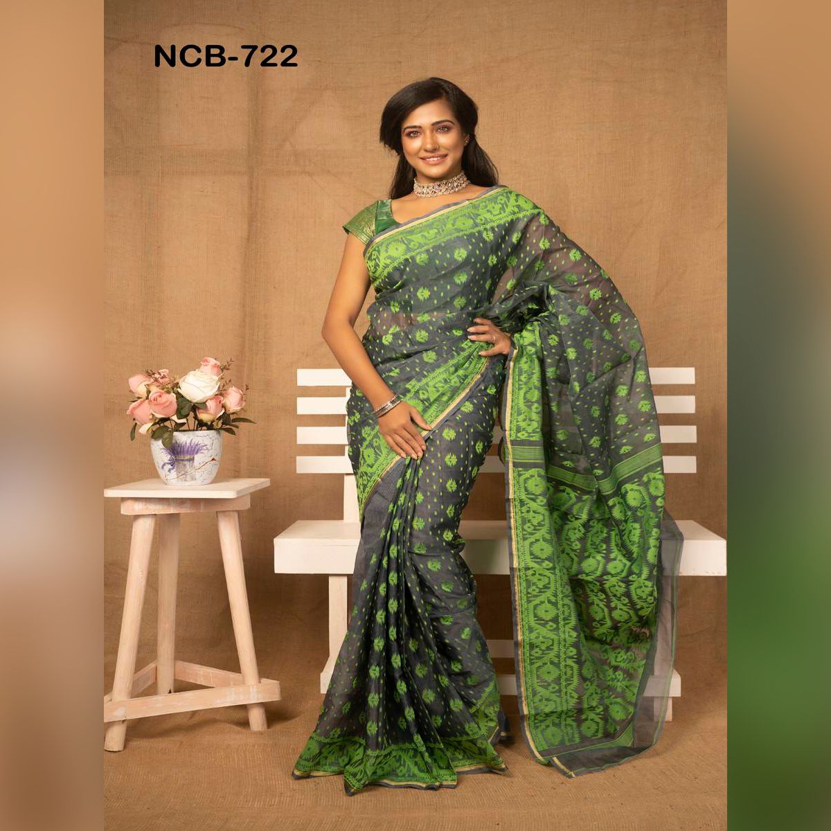 Multi Colour Moslin Jamdani Saree for Women (from Tangail)