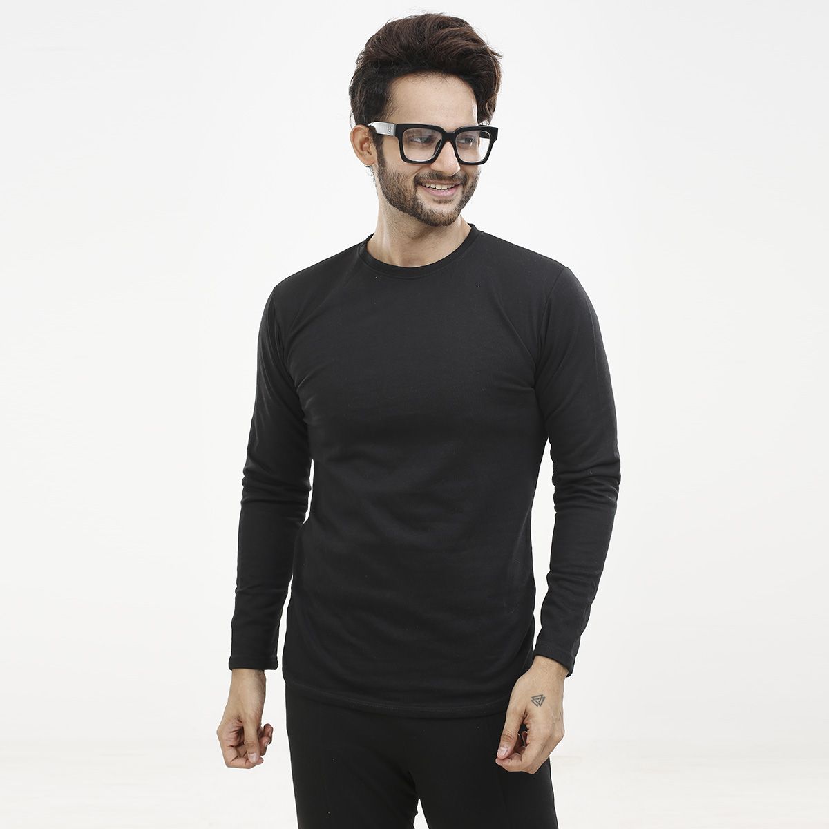 Black Cotton Full Sleeve T-Shirt for Men_Tshirt For Man