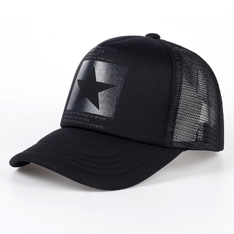 five-pointed printed baseball spring summer breathable net caps men women outdoor sun shade hat adjustable wild hat