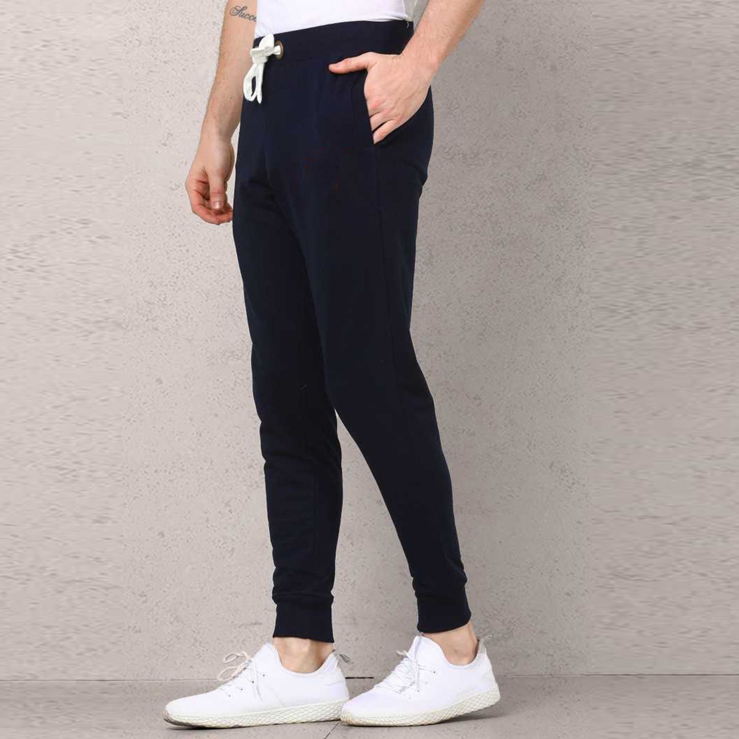 Cotton Slim Fit Sweatpants for Men - Deep Black