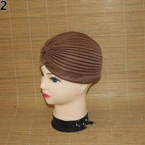 【BestGO】Women Stretchy Hat Turban Head Wrap Band Chemo Bandana Pleated Indian Cap