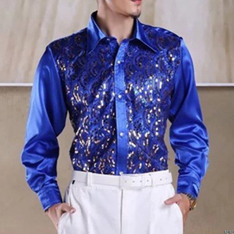 New Men's Glittering 2021 Shirt Shirt Stage Performance Clothing Dance Gala Hosted Chorus Shirts  High Quality