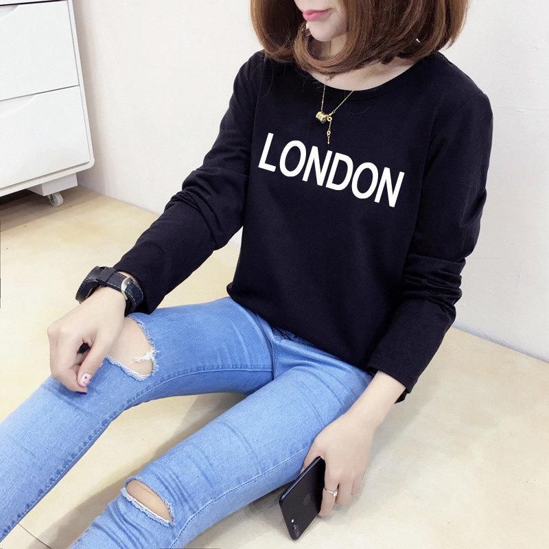 Korean Fashion T-Shirt Female Autumn Wear Korean Plate Long Sleeves On The Clothes Loose And Thin Compassionate White Bottom Shirt Tide