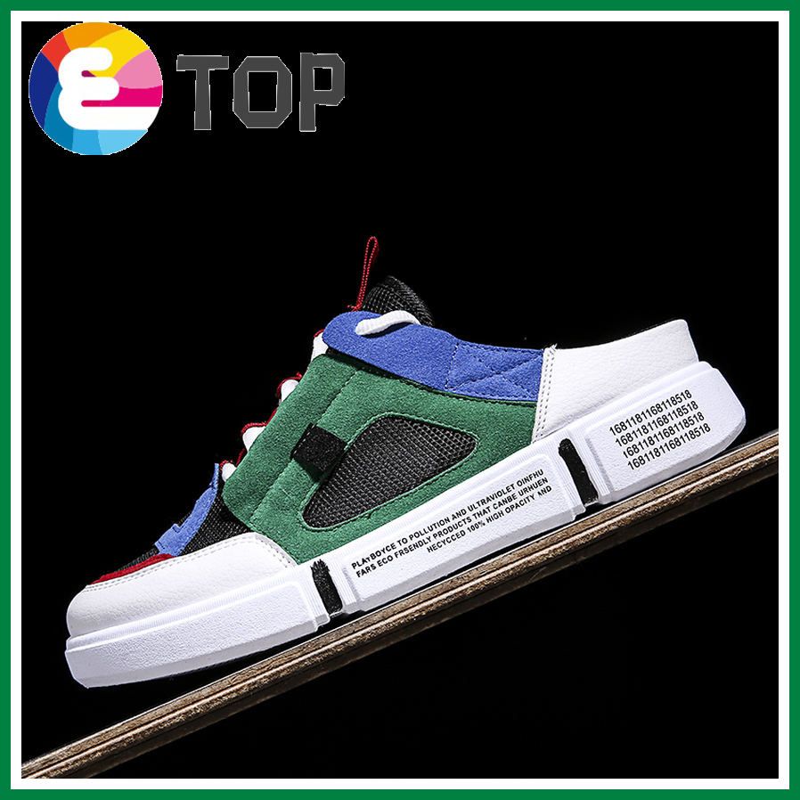 Vikey Men Summer Fashion Mesh Shoes Casual Half Loafers Slip-on Shoes for Men Kasut Lelaki