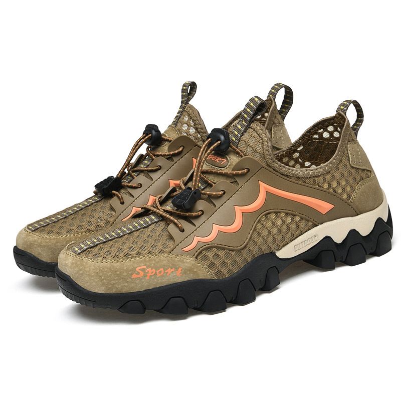 Summer Men Outdoor Breathable Mesh Sports Hiking Shoes Hollow Lazy Shoes