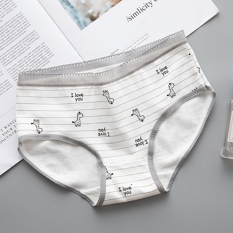 Soft Cotton Panties for Women Underwear Ruffle Lingerie Striped Intimates for Girls Breathable Briefs