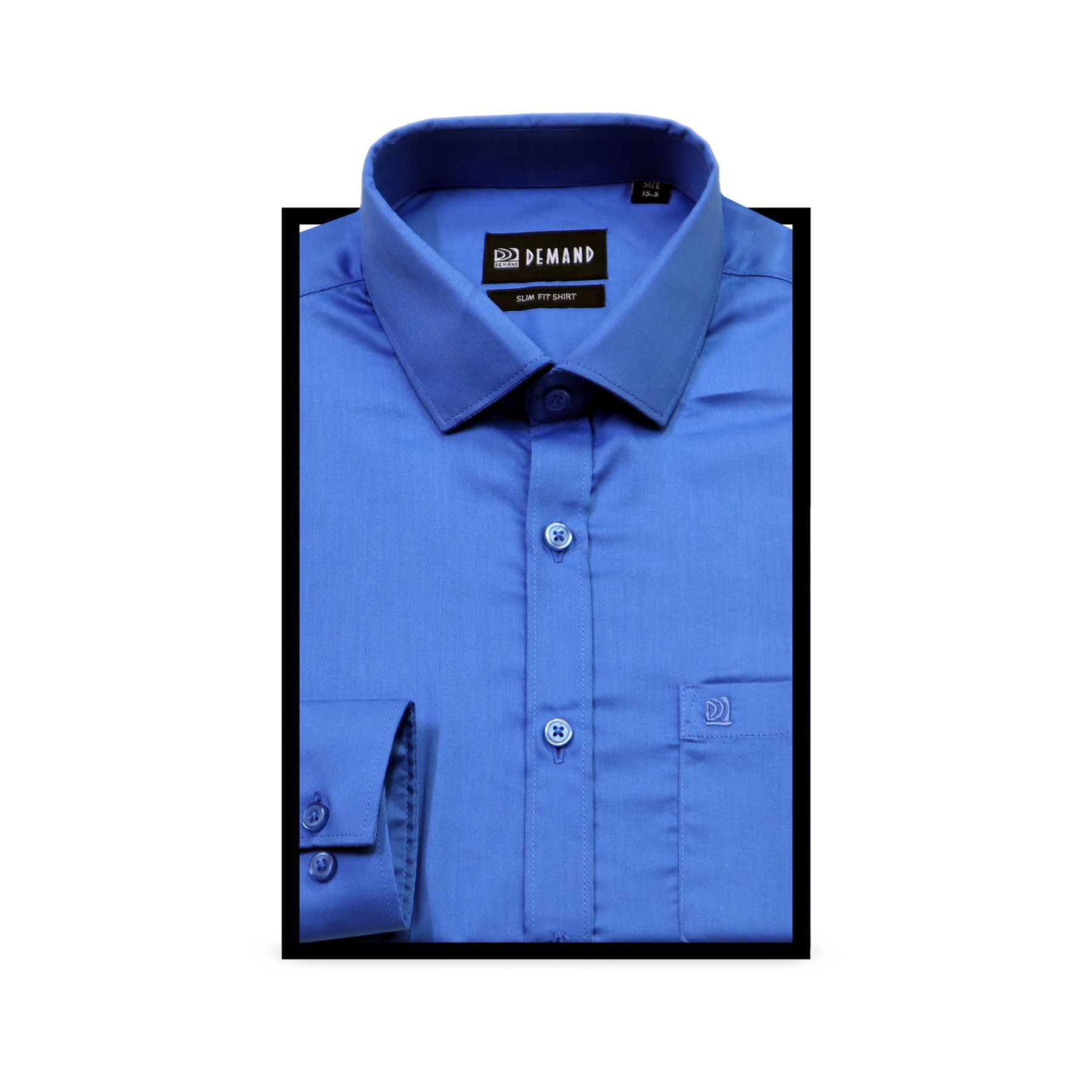 Solid  Royal Blue Color Cotton Slim Fitted Shirt