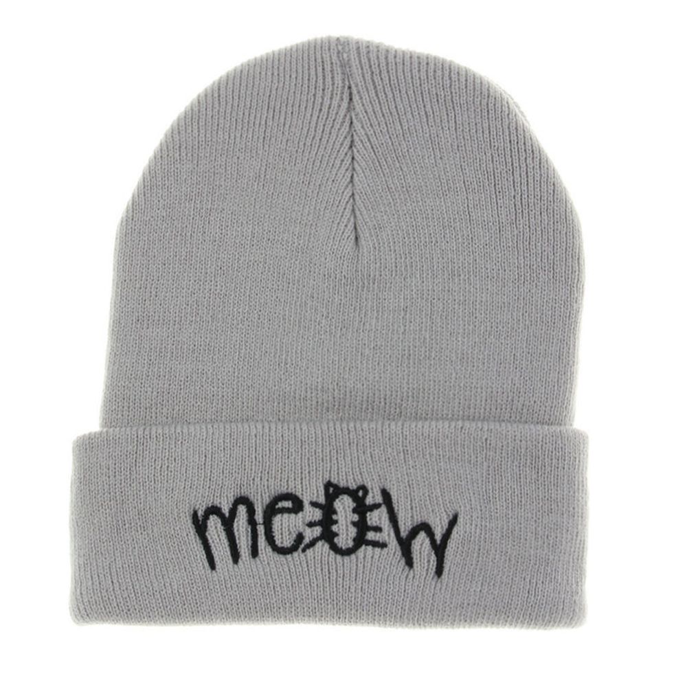 MEOW Cap Men Women Casual Hip Hop Hats Knitted Wool Skullies Beanies Warm Winter Hat For Women Beanie Winter Caps