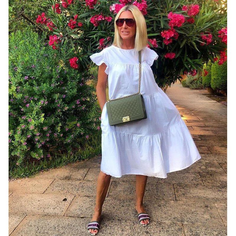 Women Summer Dress Casual Loose Short Sleeve Party Dresses Sweet O Neck Ruffled A Line Female Robe Dress Plus Size Vestidos