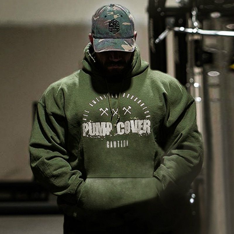 Men Fashion Fitness Long Sleeve Hoodie Bodybuilding Workout Casual Gym Pullover Coat Sweatshirts Coats