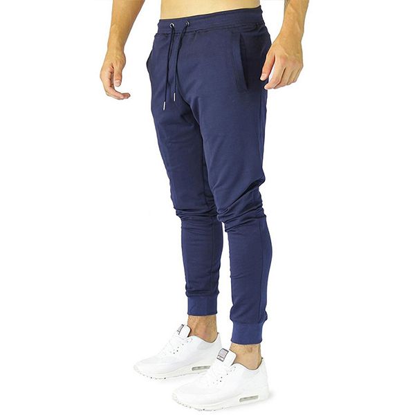 Navy Blue Cotton Slim Fit Sweatpants for Men