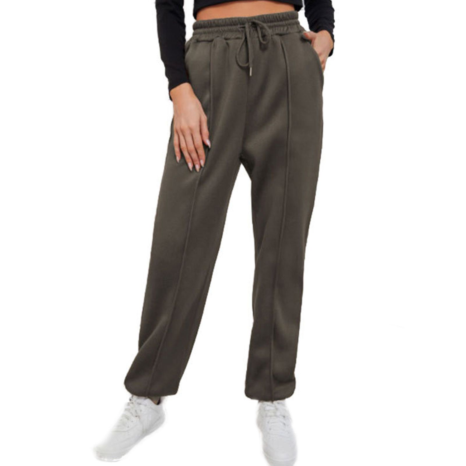 Women Trousers Solid Color Pure Color Lace-up Sweatpants