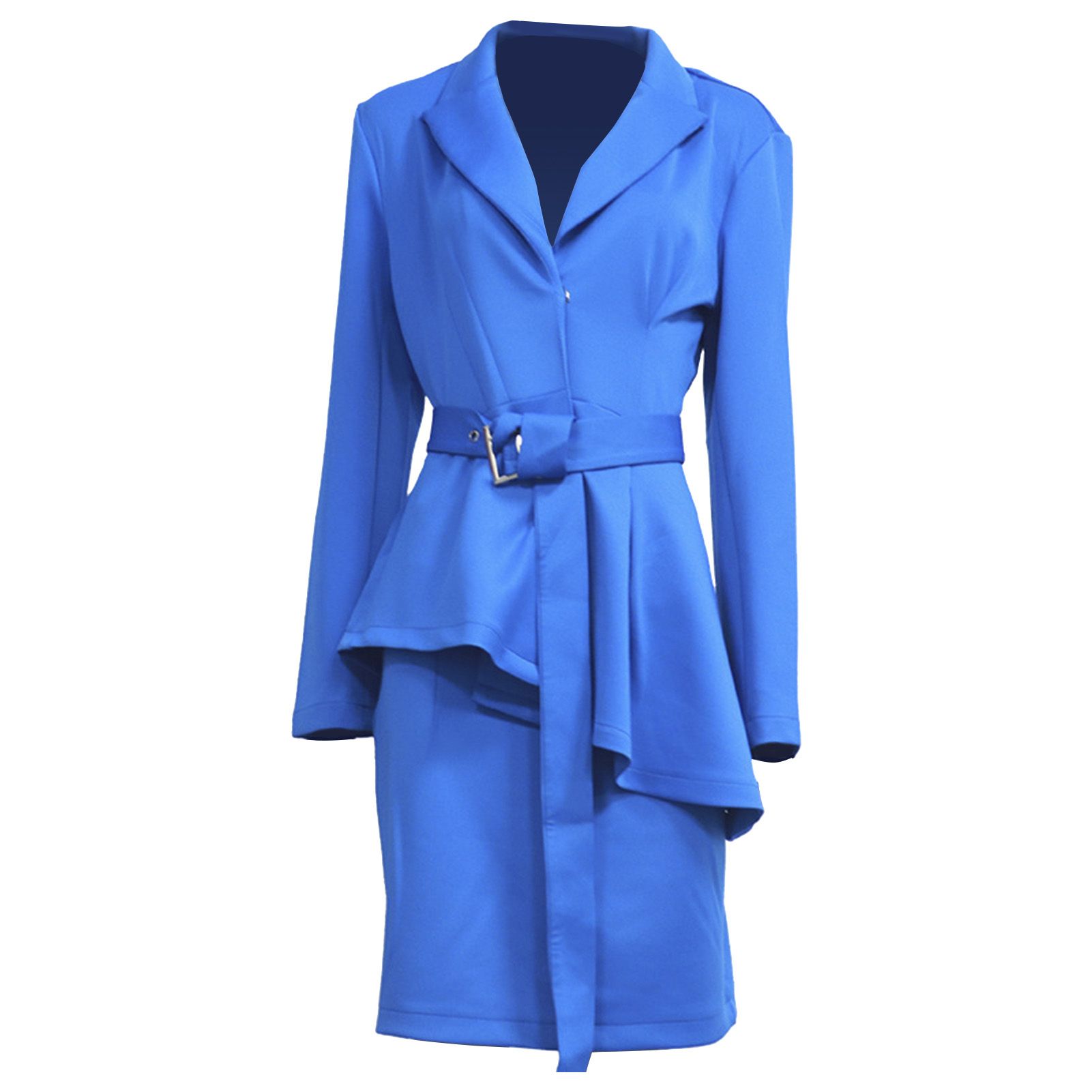 Suit Coat Skirt Turndown Collar Pure Color Buttons Suit Coat Skirt
