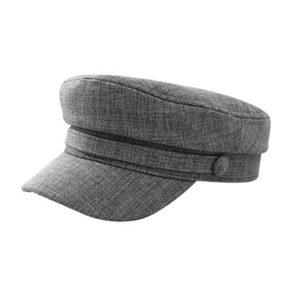 Autumn And Winter Blue Adjustable 56-58cm Round Cap Hat Solid Color Cotton And Hemp Female Flat Brim Beret