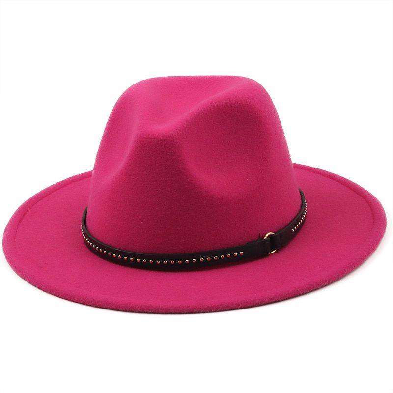 white Wide Brim ple Church Derby Top Hat Panama Solid Felt Fedoras Hat for Men Women artificial wool Blend Jazz Cap