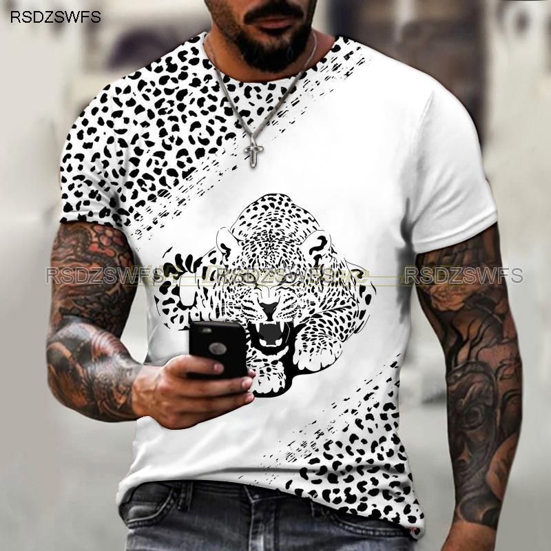 World Leopard 3D Printed Men's And Women's T-shirts HD Short-sleeved Oversized Summer Short-sleeved Tops