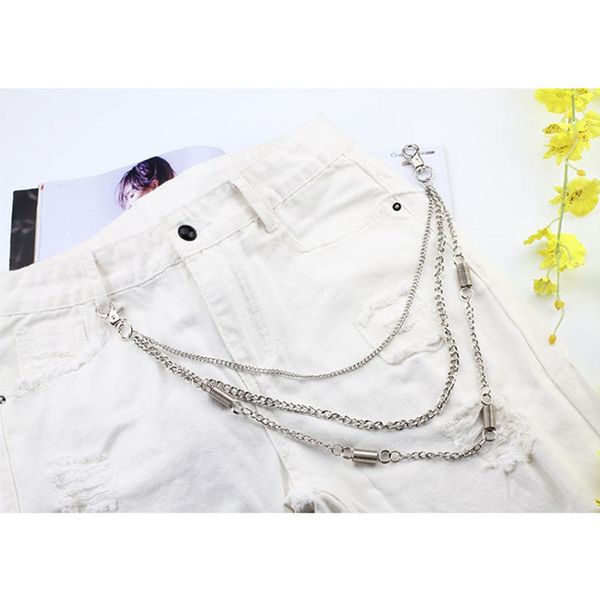 Best YBT Unisex Canvas Belt Alloy Double Row Hole Pin Buckle Belt Street Fashion Lengthening Chic Hollow Punk Belt With Chain