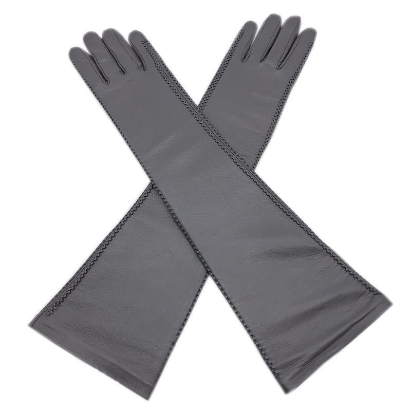 Winter ladies long arm sleeve gloves fashion 2020 new style sheepskin leather winter gloves warm and thick black driving high-en