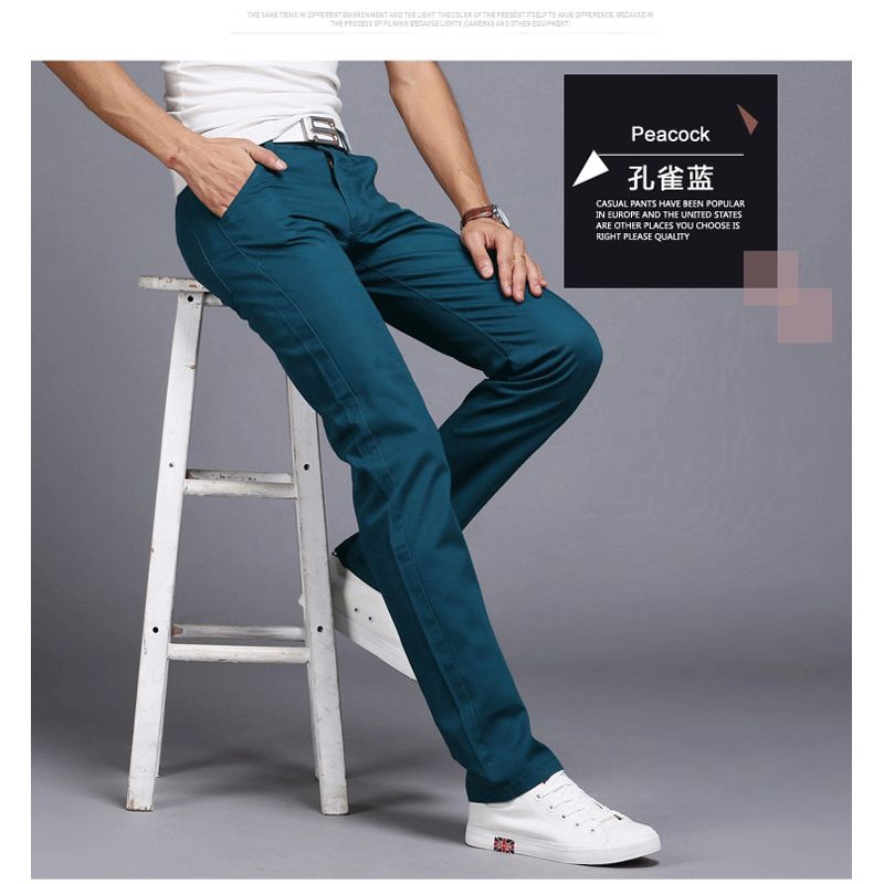 Classic 8 Color Casual Pants Men Spring Autumn Business Fashion Comfortable Stretch Cotton Elastic Straigh Jeans Trousers