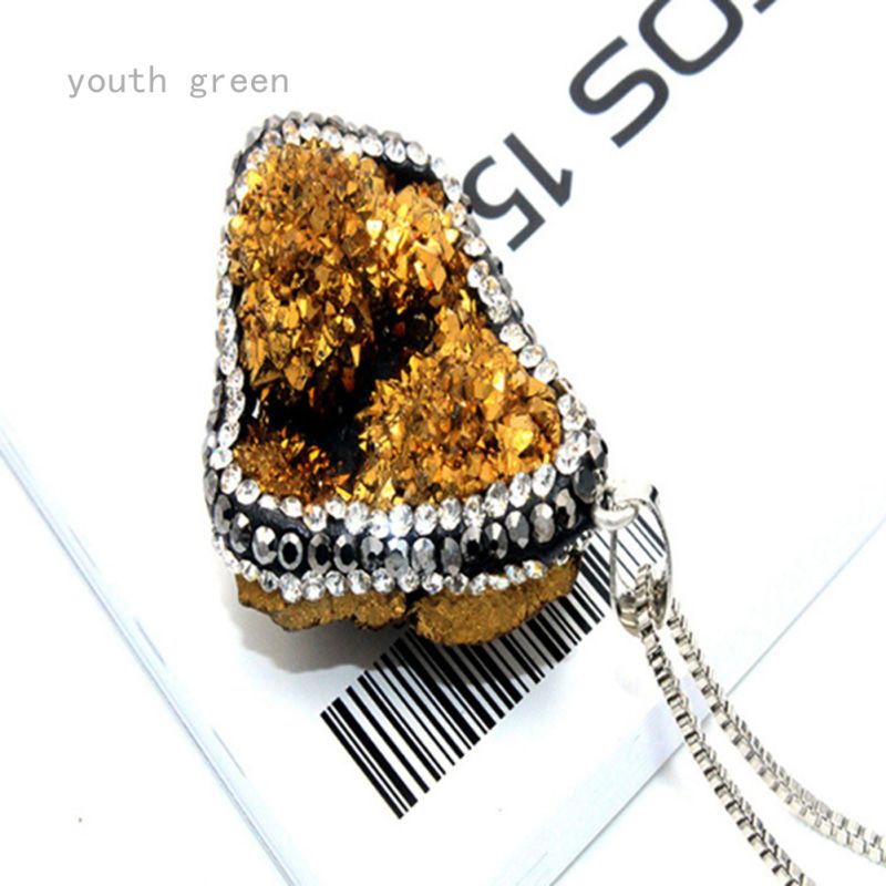 Natural Crystal Connector Pendant Agates Druzy Pendants Natural Stone Gem Stone Connector Pendant Necklace Pendant JewelryPendants