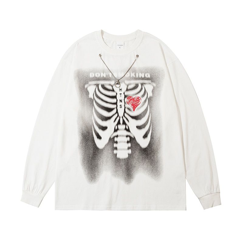 Skeleton Bone Print Sweatshirt Men Reflective Glow  Hop Pullover Women Streetwear Harajuku Casual Oversized Punk Hoodies