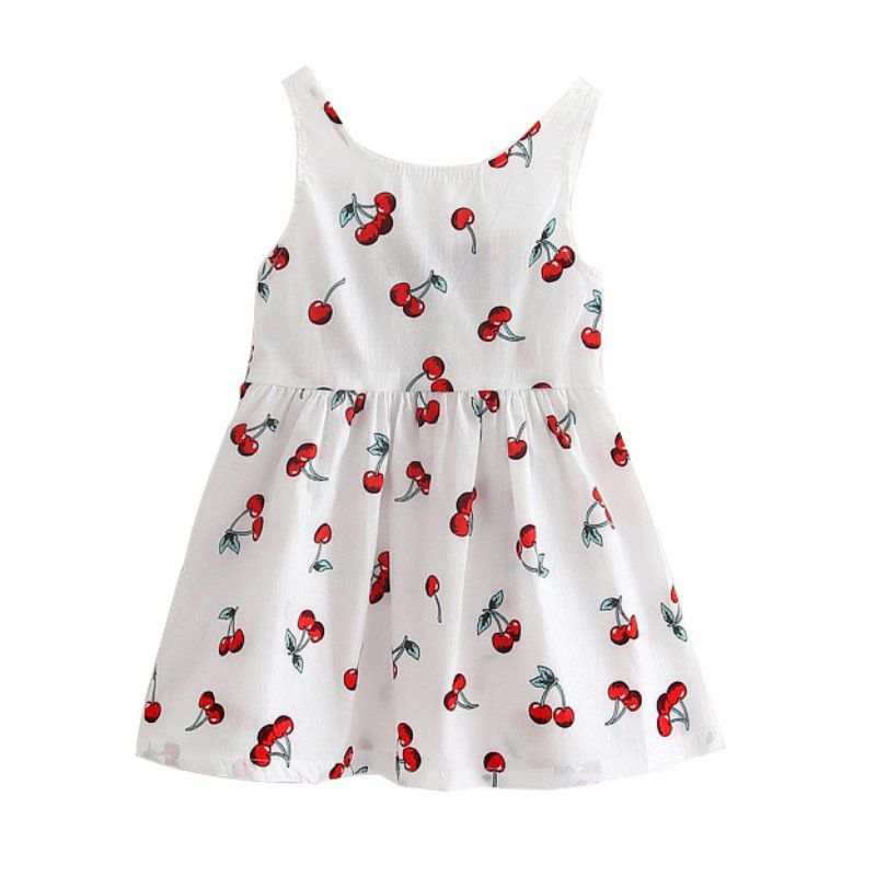 2-7 years Children Girls Dress Summer Dress Kids Sleevss Printing Cotton Dresses Vestidos Dress for Girl