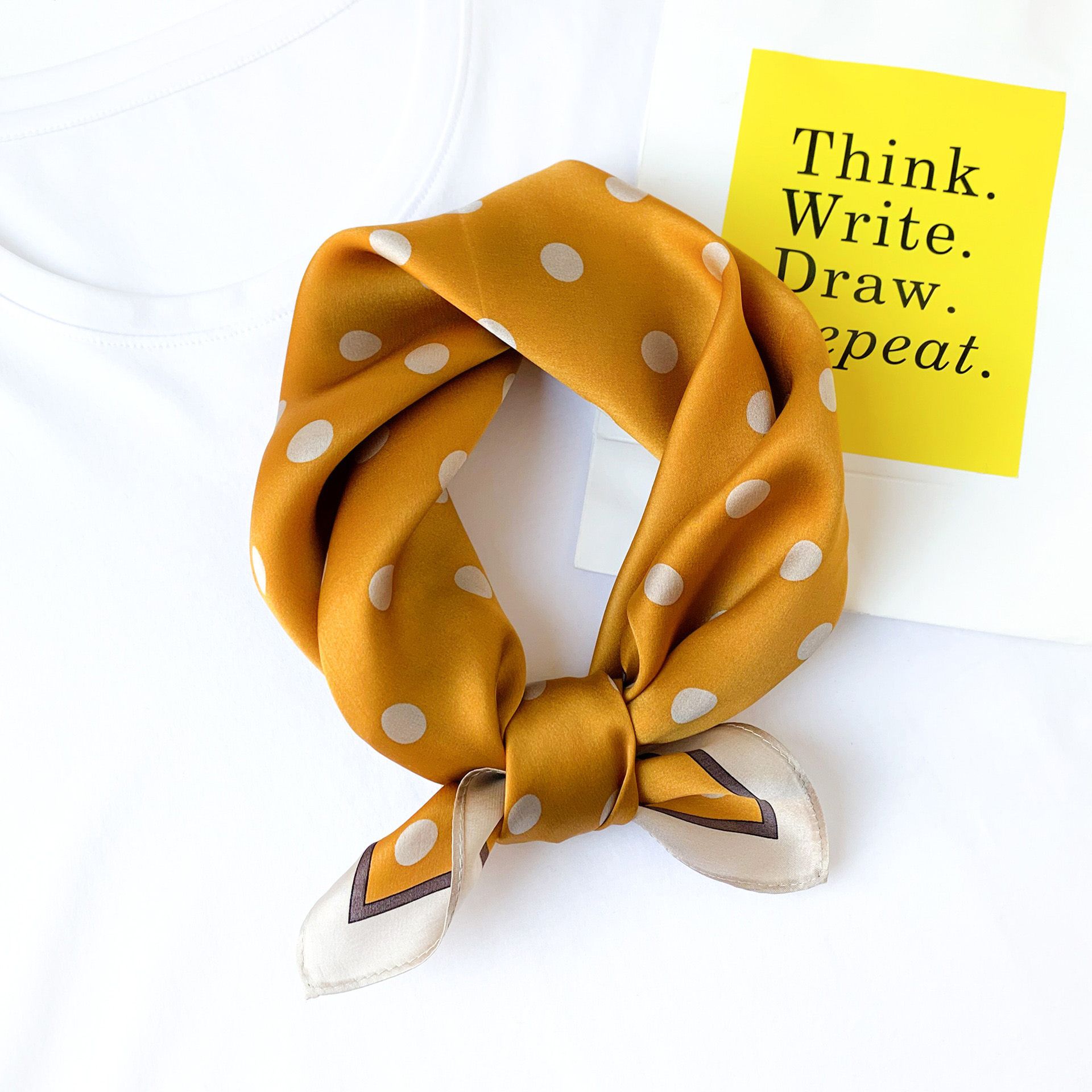 100% Pure Silk Scarf Women Neck Hair Band Foulard Square Small Headband 2021 Fashion Print Neckerchief Scarves Bandana 53*53cm