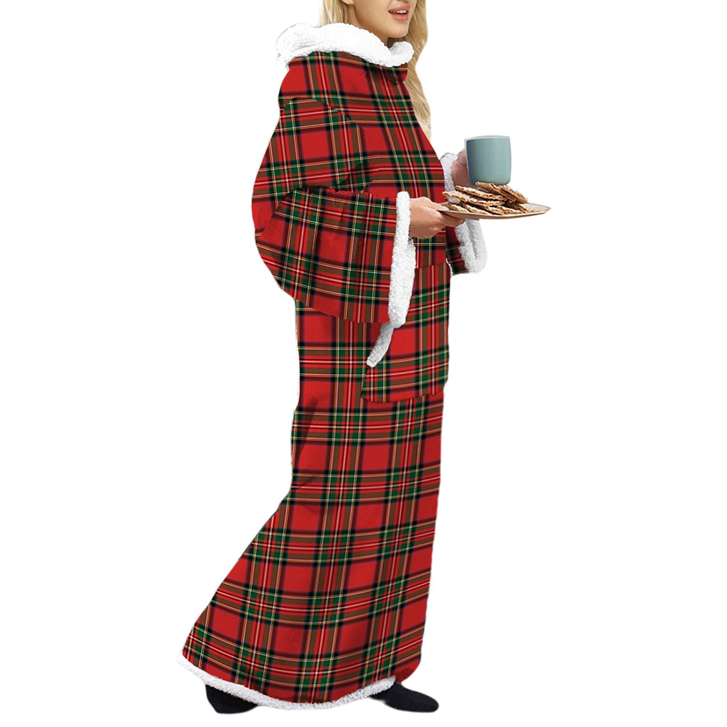 Unisex Warm Wearable Blanket Fashion Digital Printing Home Clothes Winter Lamb Wool Couple Outfit