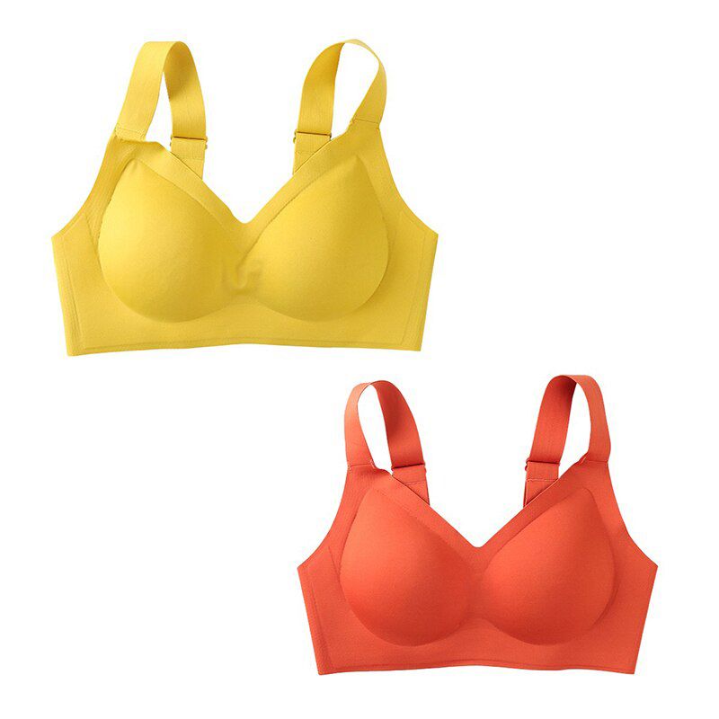SofbeauForY 2pcs/lot Latex Non-marking Underwear Women Wide Straps Gathering No Steel Ring Adjustable Sports Anti-sagging Bra