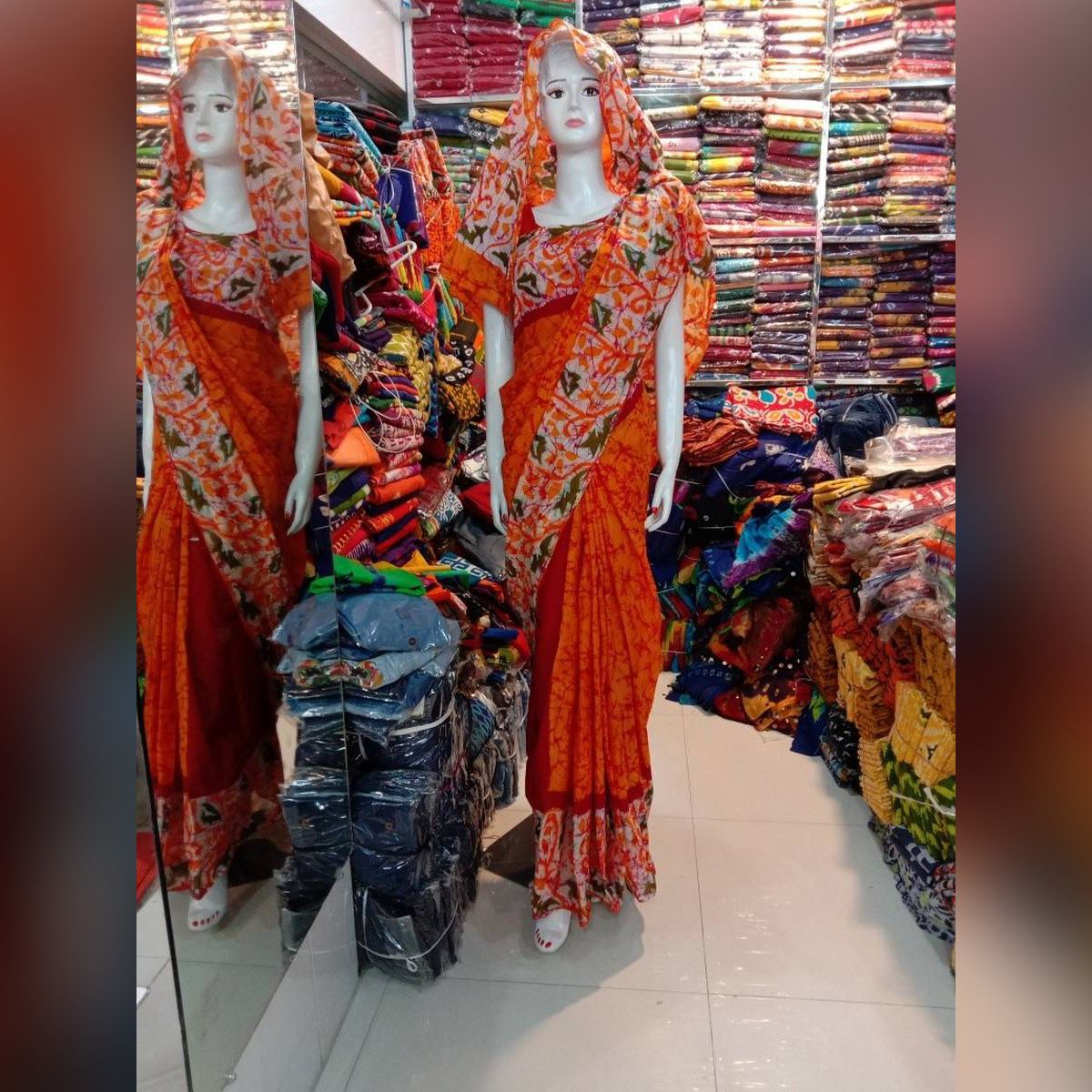 New Update 12 Hand Long Cotton Batik sharee for Women with Blouse Piece