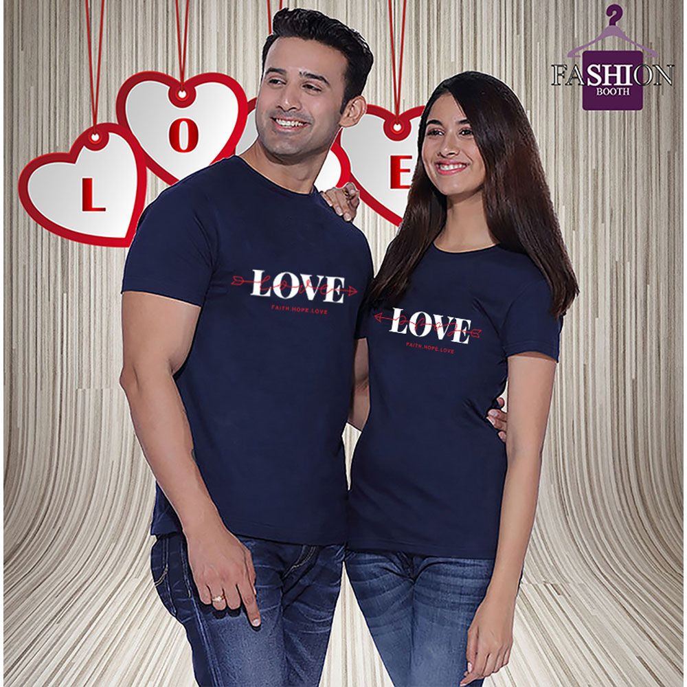 Navy Blue Short sleeve Couple T-Shirt for Man and Women