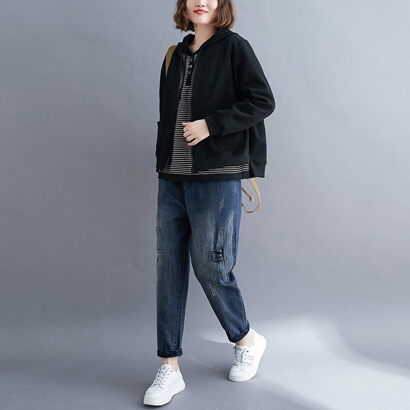Loose Literary Long-sleeved Baseball Collar Short Jacket