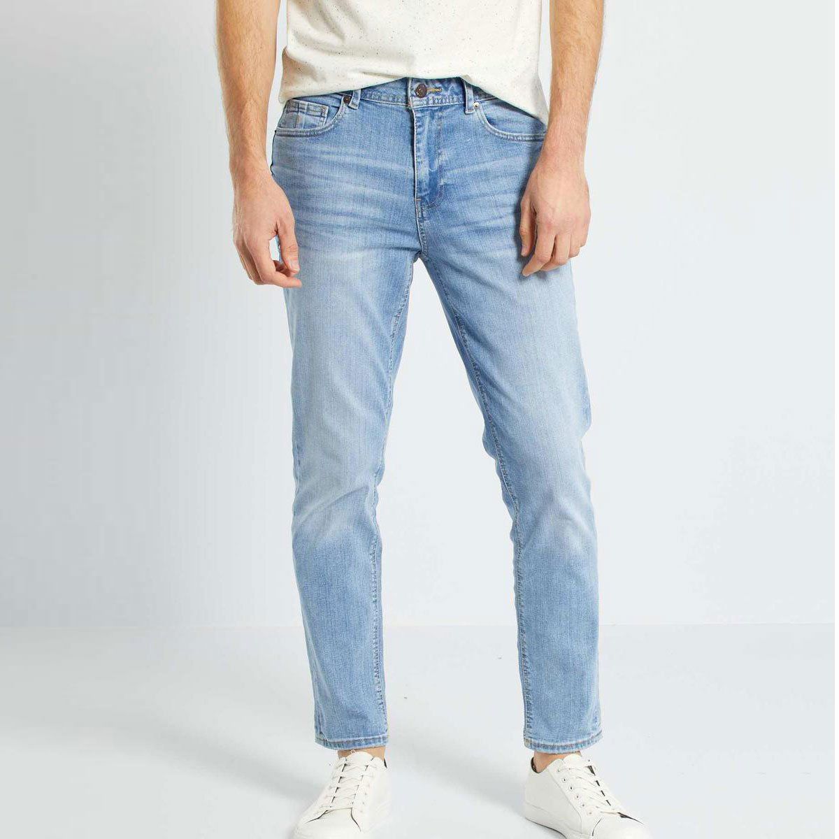 Slim-fit Stretchable Denim Jeans Pant For Men - Light Blue