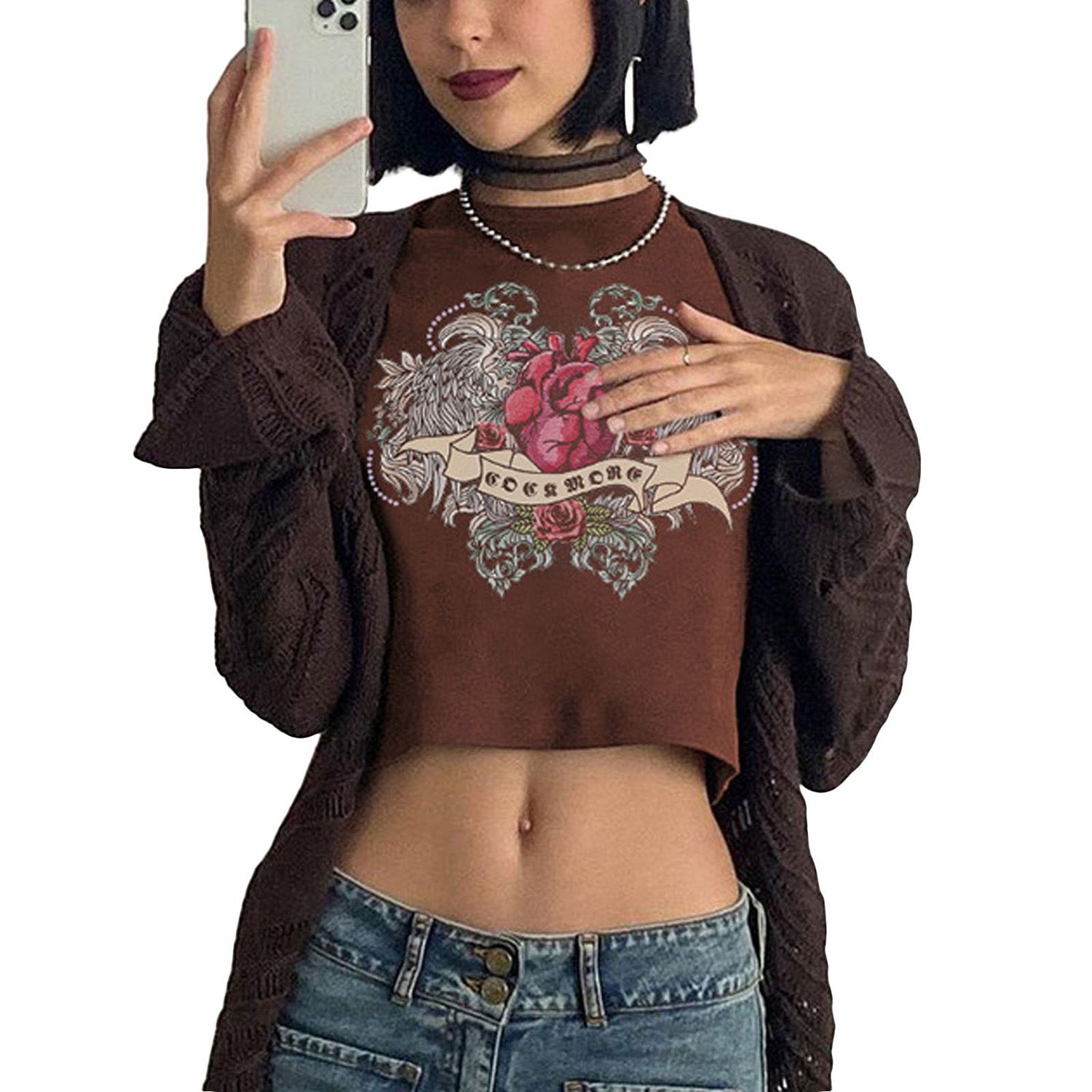 Women Summer Casual Vest, Crown Printed Slim Fit Round Neck Sleeveless Crop Tops