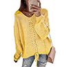 Autumn Winter Women Solid Color V Neck Bandage Long Sleeve Sweater Jumper Top