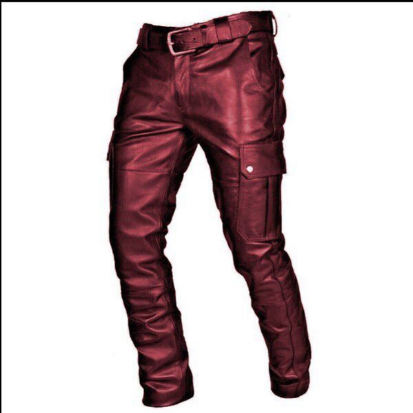 Biker Motocycle Long Leather Loose Street Style Steampunk Trousers Rock Roll Long Pants Men Straight PU Leather Pants