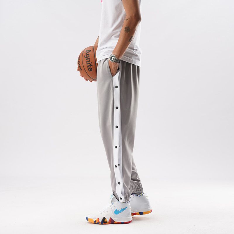 new men hip hop pants side buttons men's elastic waist loose style men joggers trousers