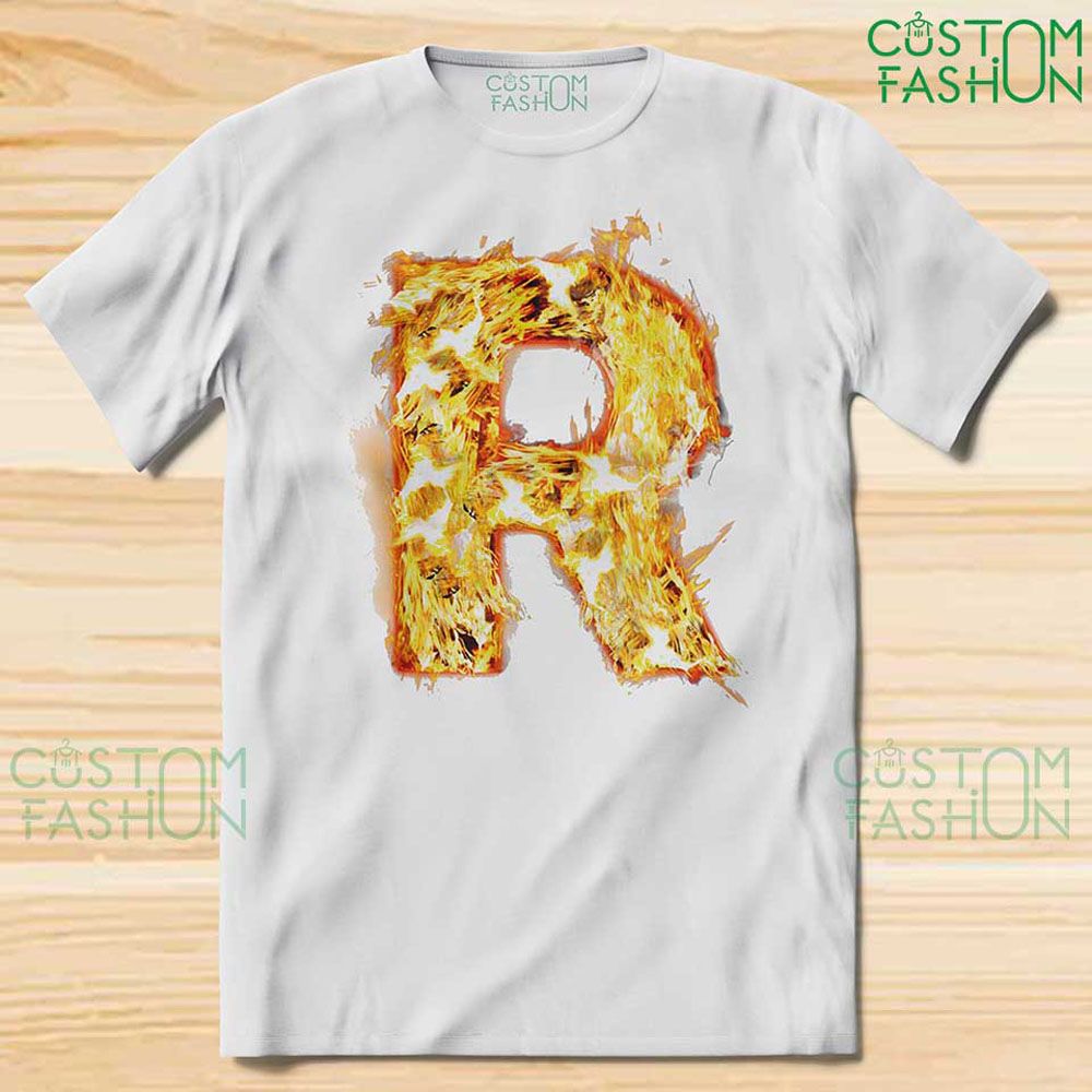 Letter R Fire  Alphabet Name T-shirt - T Shirt - T Shirt