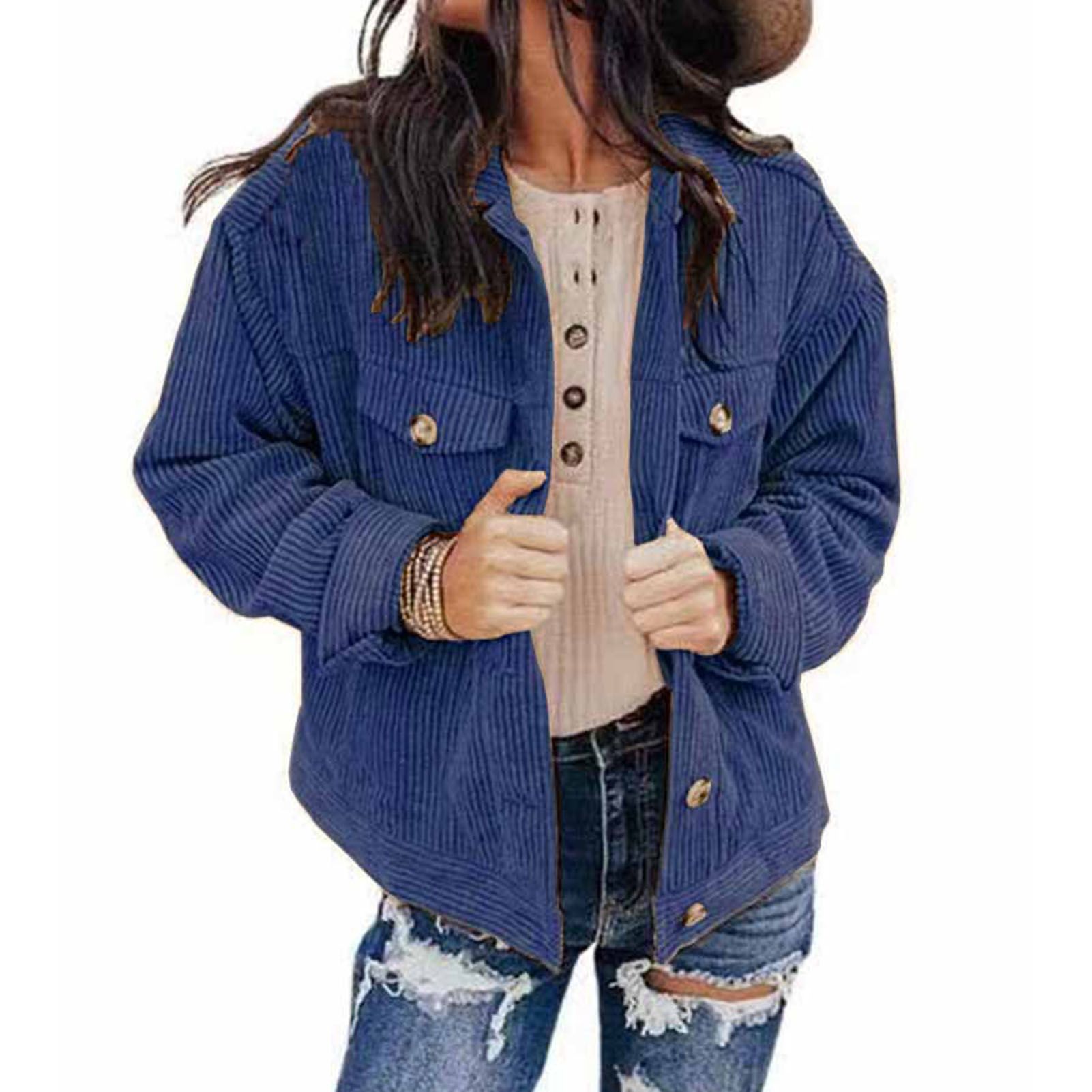 Casual Jacket Solid Color Turndown Collar Casual Jacket Coat