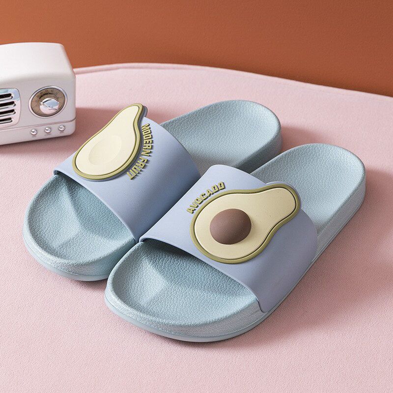 Women Men Summer Slippers Casual Sandals Beach Slides Cartoon Fruits Avocado Flip Flops Non-Slip Soft Sole Lovers Bathroom Shoes