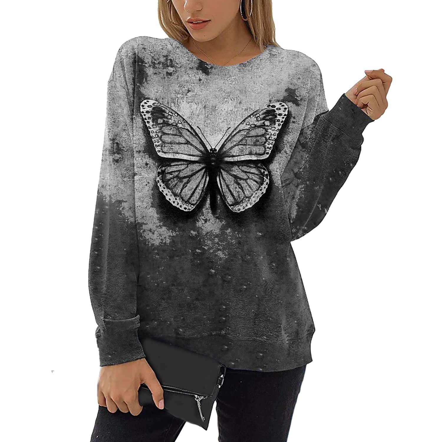 Lady Shirt Butterfly Print Casual Lady Shirt