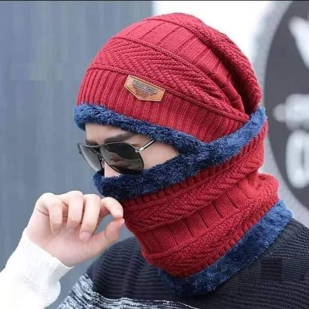 Neck Warmer Winter Hat Knit Cap Scarf Cap For Winter Hats - Cap