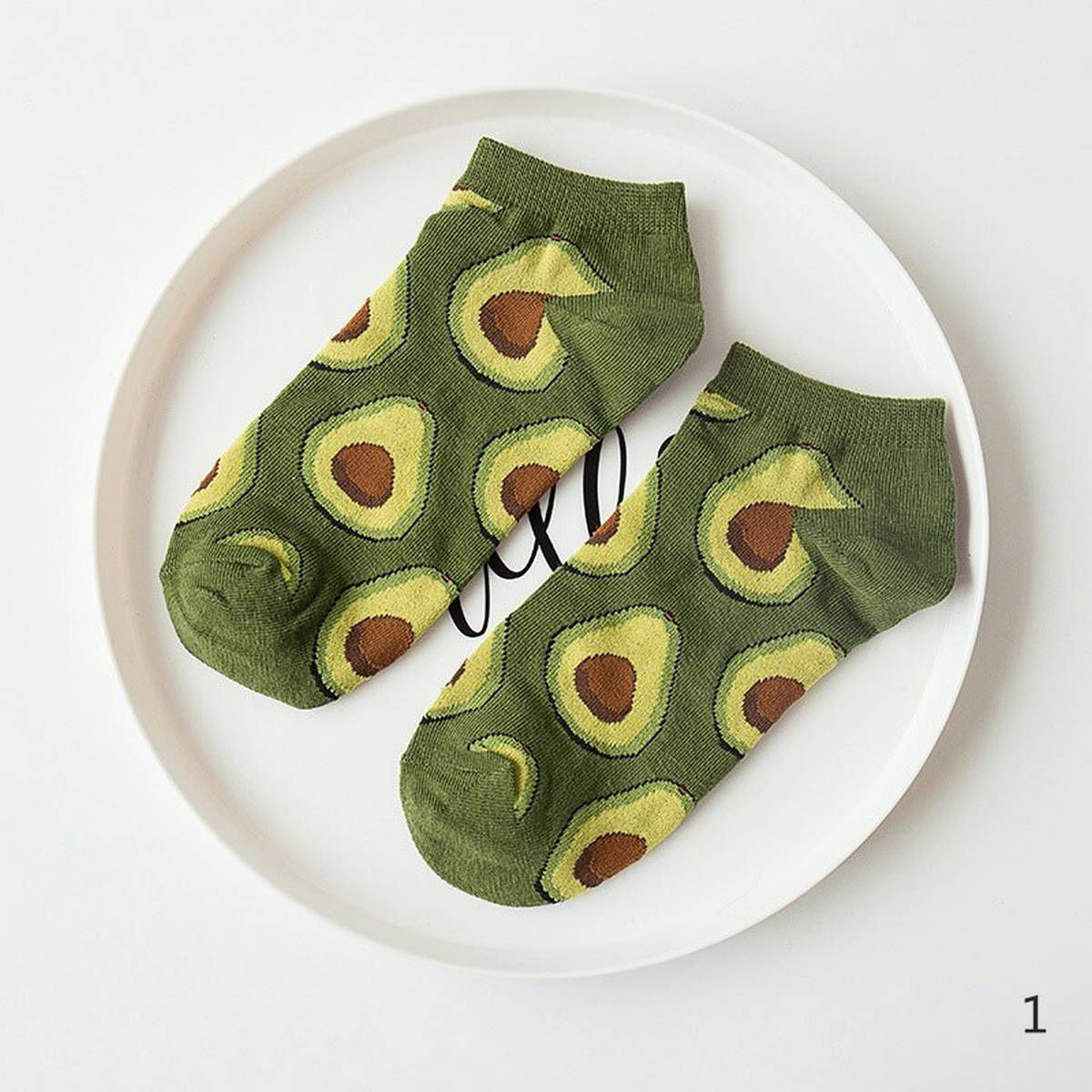 Cute Women Socks Avocado Embroidery Funny Socks Harajuku Fruit Ankle Socks Girls Casual Non-slip Boat Socks calcetines cortos