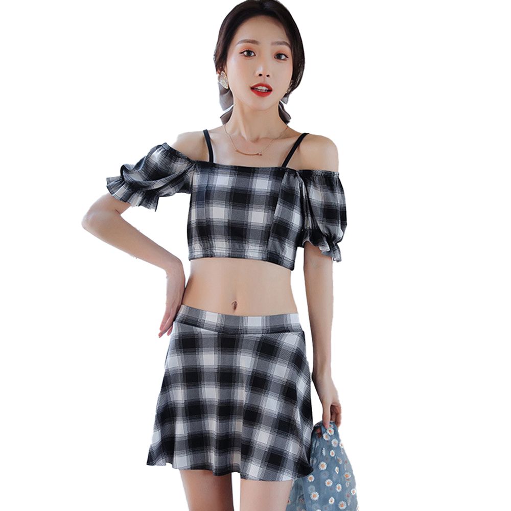 2 Pcs/set Women Split Swimsuit Fairy Style ervative wo-piece hin Sling Swimwear color