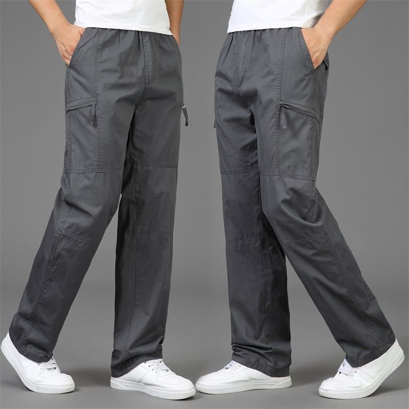 Autumn Fashion Men Pants Casual Cotton Long Pants Straight Joggers Homme Big Size Comfortable Loose Trousers for Men