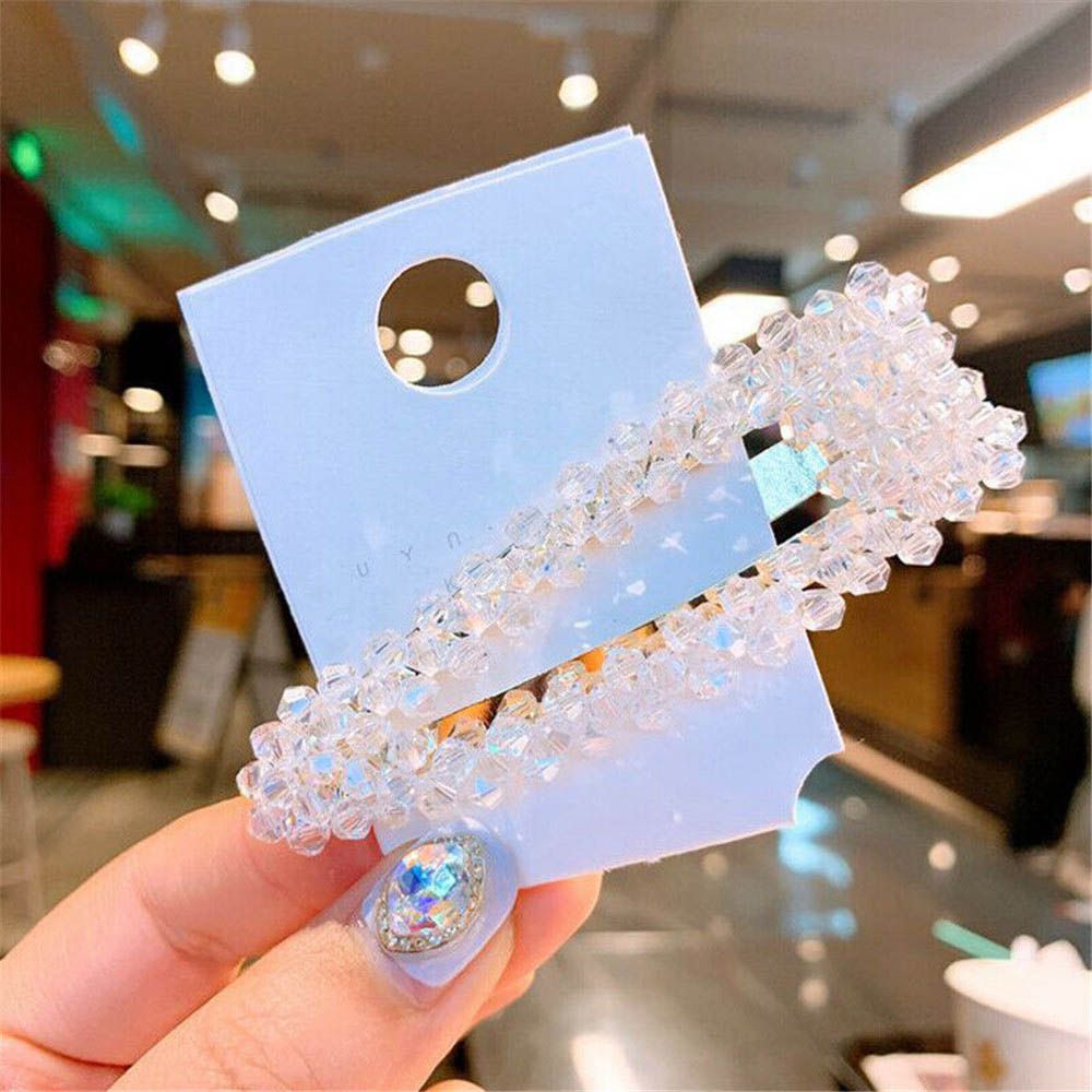 1PC Women Rhinestone Snap Hair Clips Barrette Hairgrips Hairpin Crystal Pins Headwear Hair Styling Tools Accessories