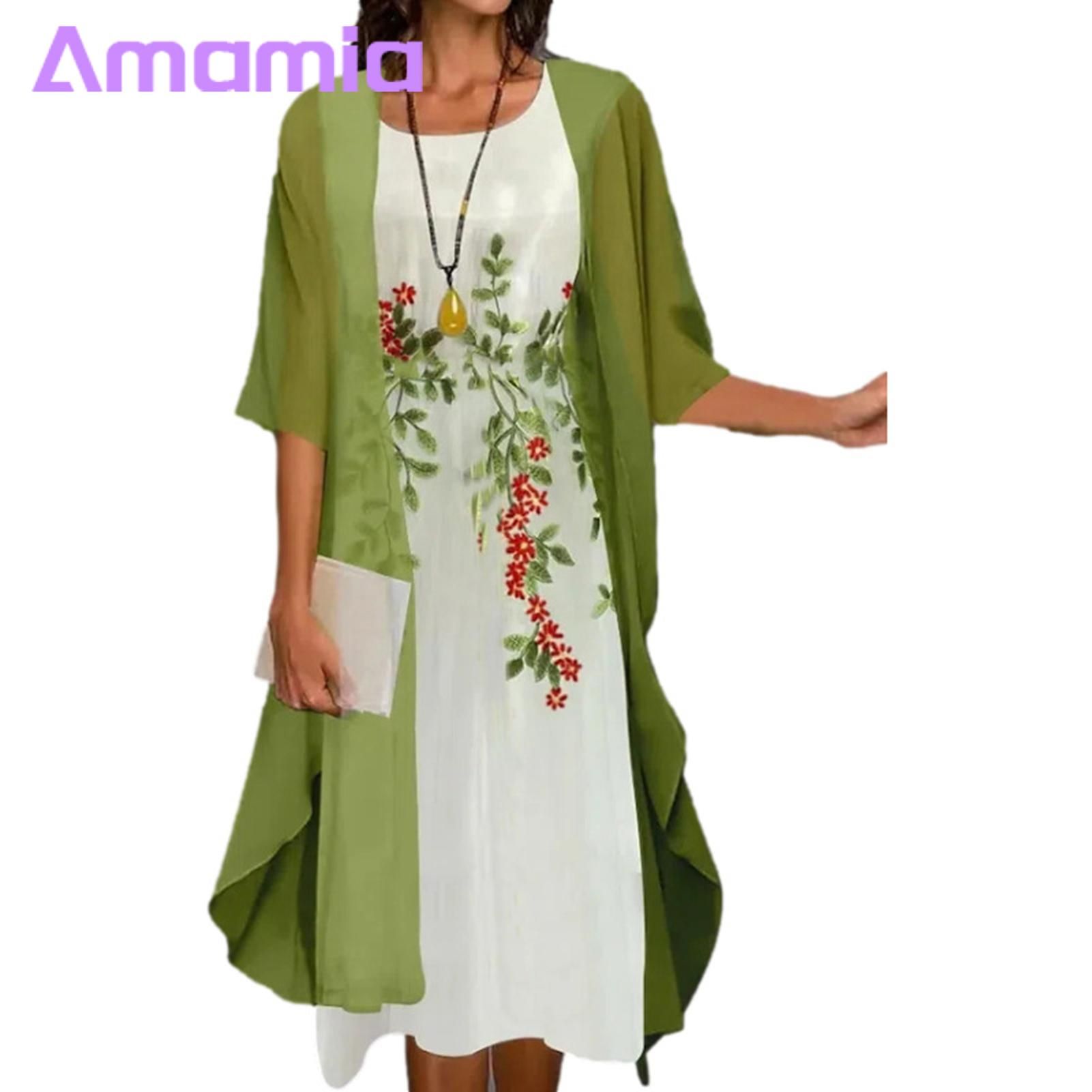Office Lady Cardigan Dress Printed Vintage Slim-fitting Dress